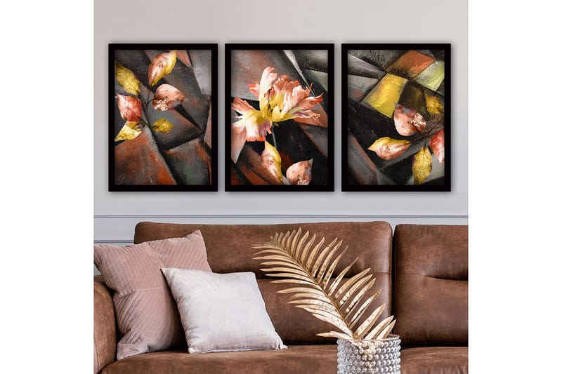 Koristeellinen Kehystetty Maalaus 3-os 35x45 cm, Monivärinen