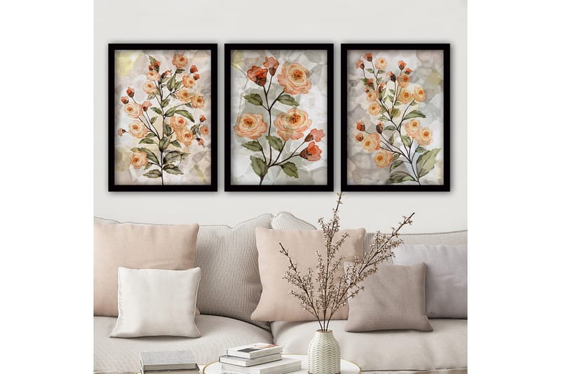 Koristeellinen Kehystetty Maalaus 3-os 35x45 cm, Monivärinen