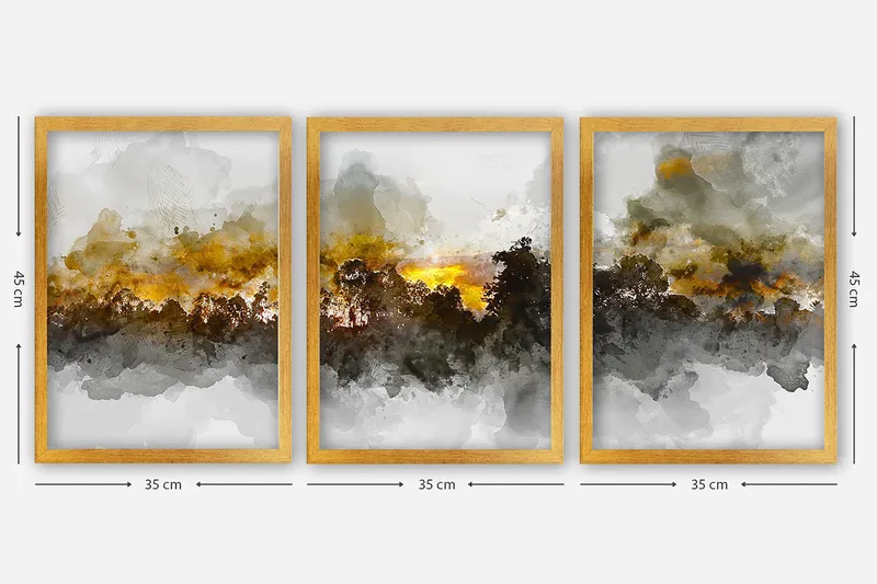 Koristeellinen Kehystetty Maalaus 3-os 35x45 cm - Monivärinen - Sisustustuotteet - Taulu & taide - Canvas-taulu