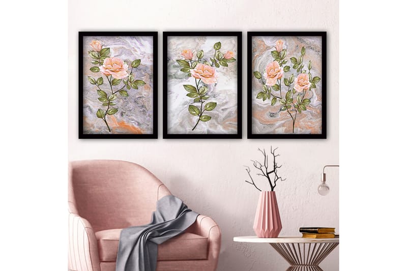 Koristeellinen Kehystetty Maalaus 3-os 35x45 cm, Monivärinen