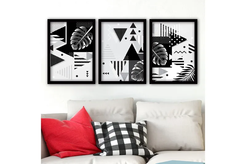 Koristeellinen Kehystetty Maalaus 3-os 35x45 cm, Monivärinen