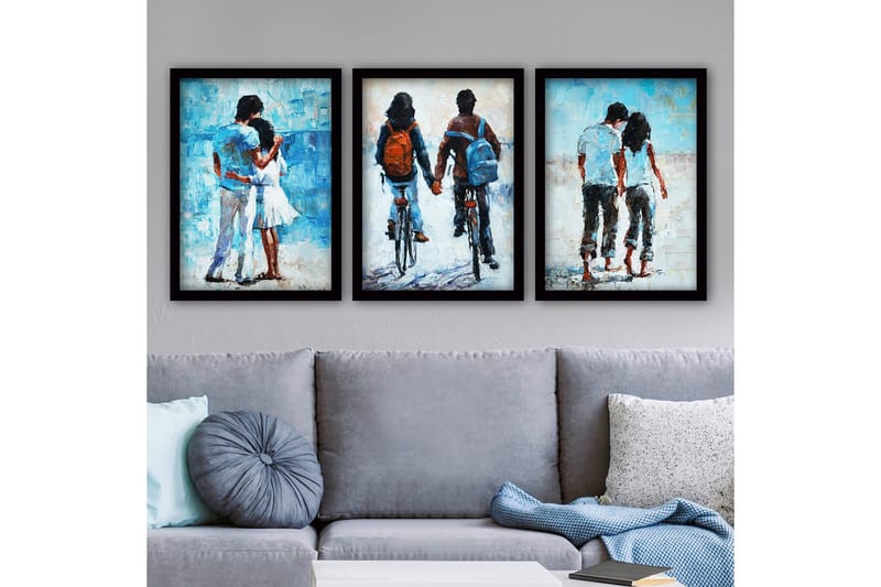 Koristeellinen Kehystetty Maalaus 3-os 35x45 cm, Monivärinen