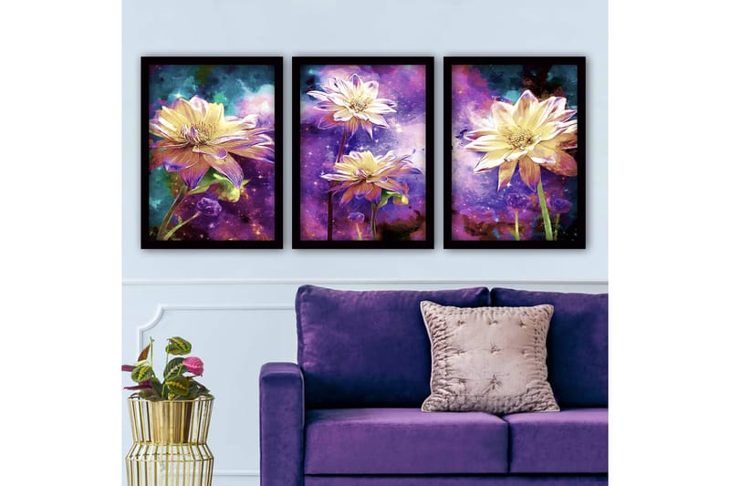 Koristeellinen Kehystetty Maalaus 3-os 35x45 cm, Monivärinen