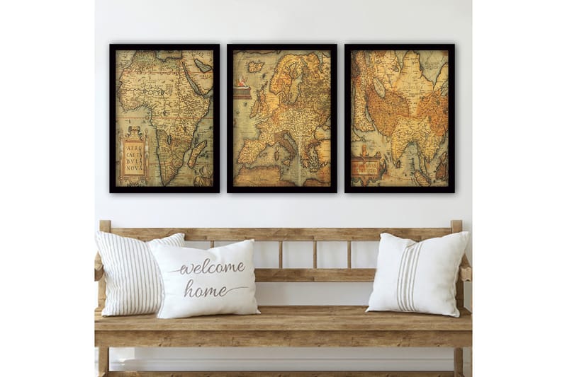 Koristeellinen Kehystetty Maalaus 3-os 35x45 cm, Monivärinen