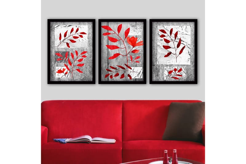 Koristeellinen Kehystetty Maalaus 3-os 35x45 cm, Monivärinen