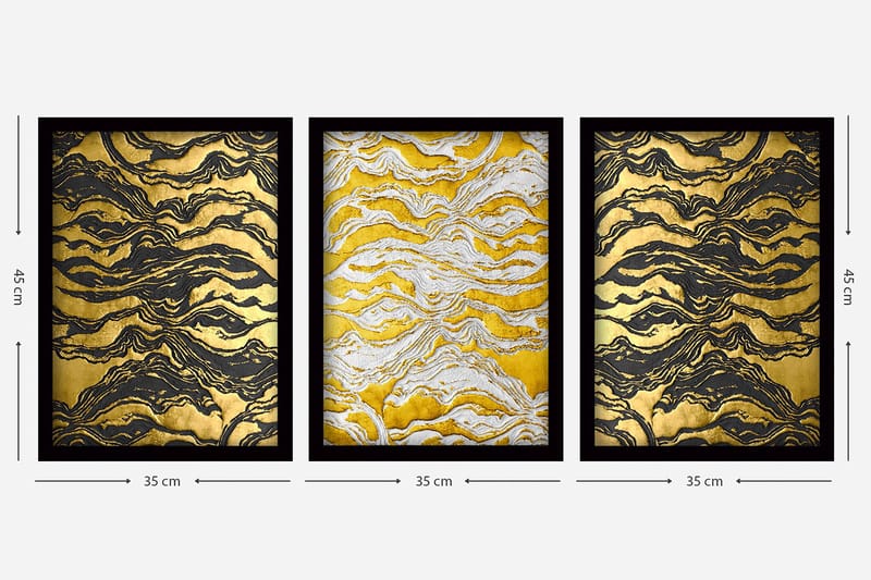 Koristeellinen Kehystetty Maalaus 3-os 35x45 cm - Monivärinen - Sisustustuotteet - Taulu & taide - Canvas-taulu