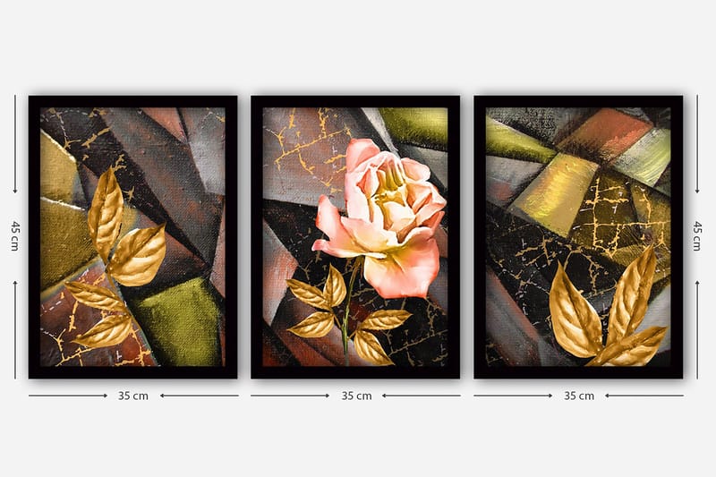 Koristeellinen Kehystetty Maalaus 3-os 35x45 cm - Monivärinen - Sisustustuotteet - Taulu & taide - Canvas-taulu