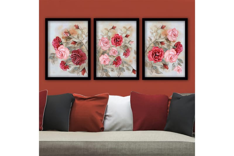 Koristeellinen Kehystetty Maalaus 3-os 35x45 cm, Monivärinen