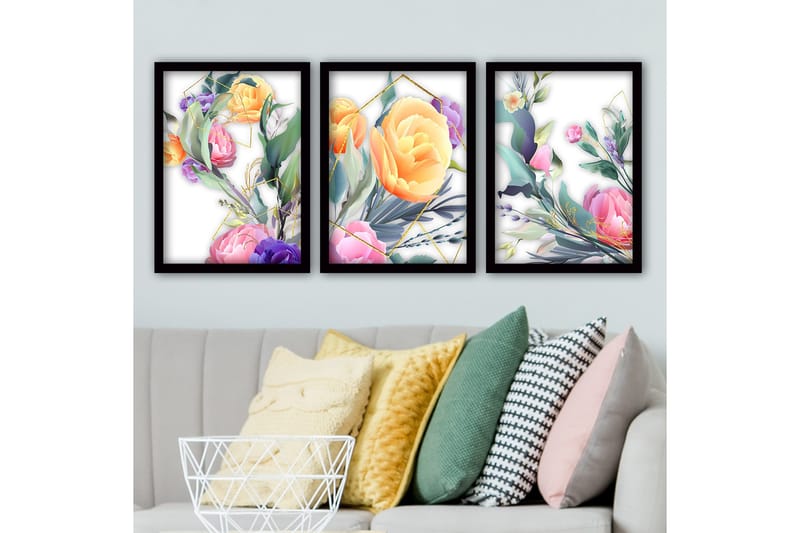 Koristeellinen Kehystetty Maalaus 3-os 35x45 cm, Monivärinen