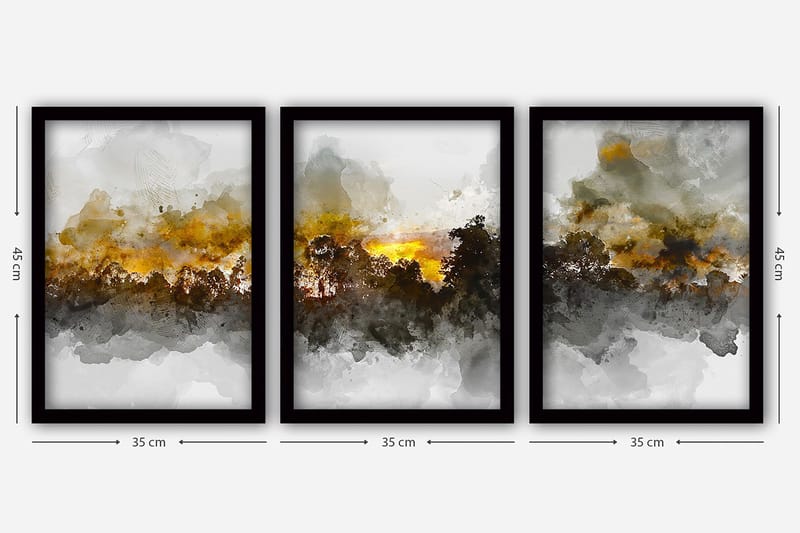 Koristeellinen Kehystetty Maalaus 3-os 35x45 cm - Monivärinen - Sisustustuotteet - Taulu & taide - Canvas-taulu