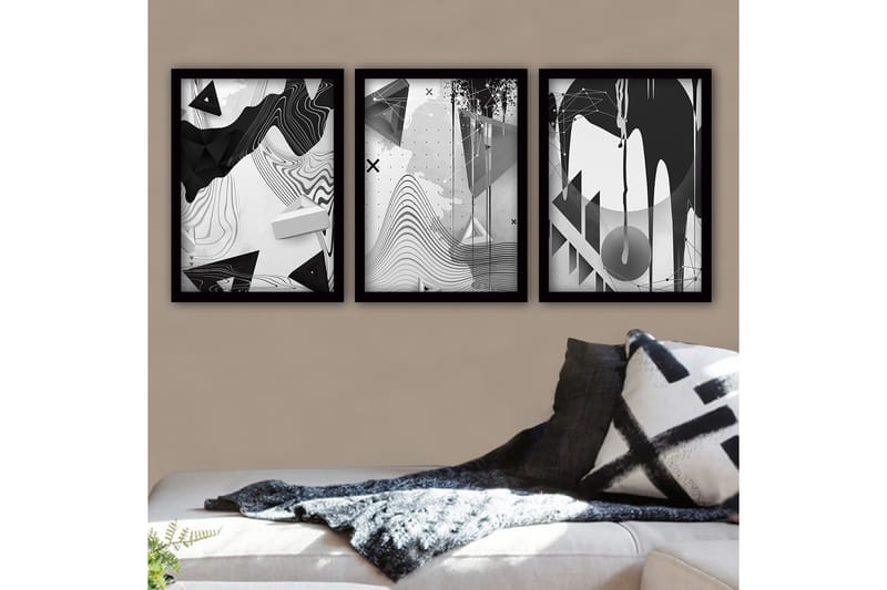 Koristeellinen Kehystetty Maalaus 3-os 35x45 cm, Monivärinen