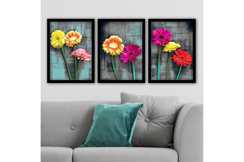 Koristeellinen Kehystetty Maalaus 3-os 35x45 cm, Monivärinen