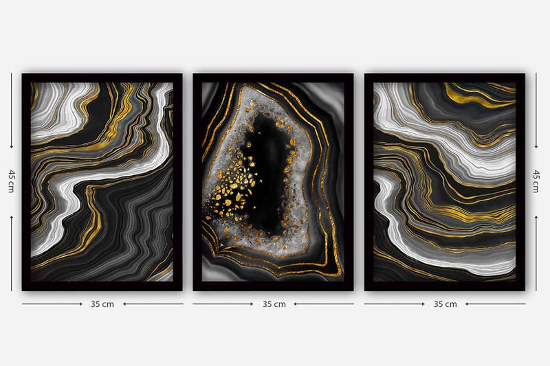 Koristeellinen Kehystetty Maalaus 3-os 35x45 cm - Monivärinen - Sisustustuotteet - Taulu & taide - Canvas-taulu