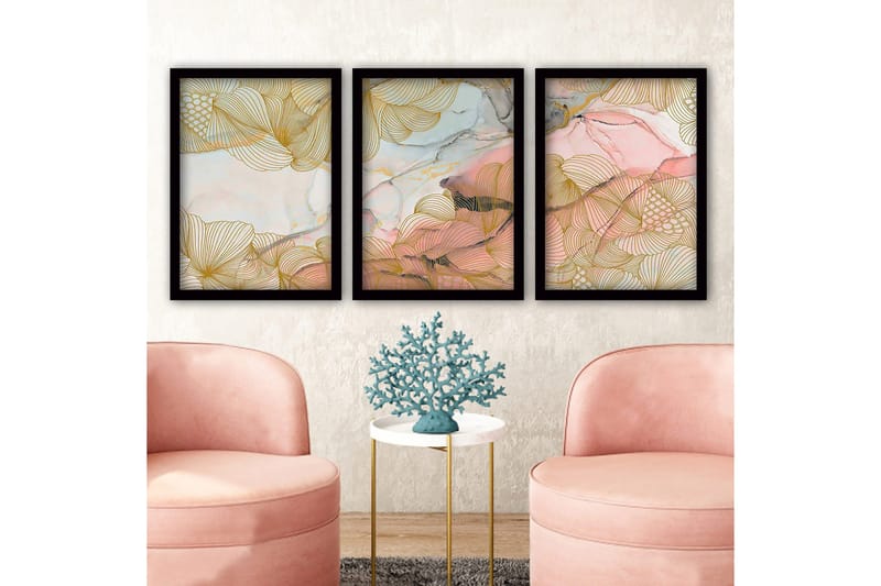 Koristeellinen Kehystetty Maalaus 3-os 35x45 cm, Monivärinen