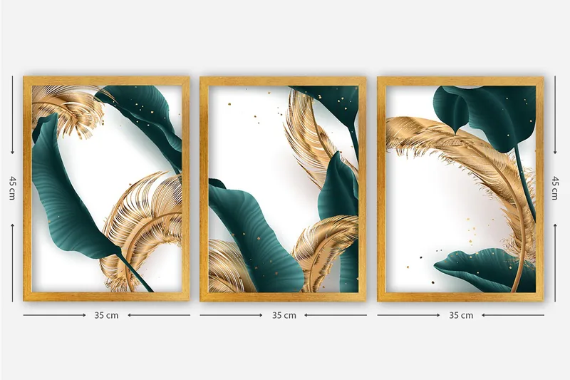 Koristeellinen Kehystetty Maalaus 3-os 35x45 cm - Monivärinen - Sisustustuotteet - Taulu & taide - Canvas-taulu