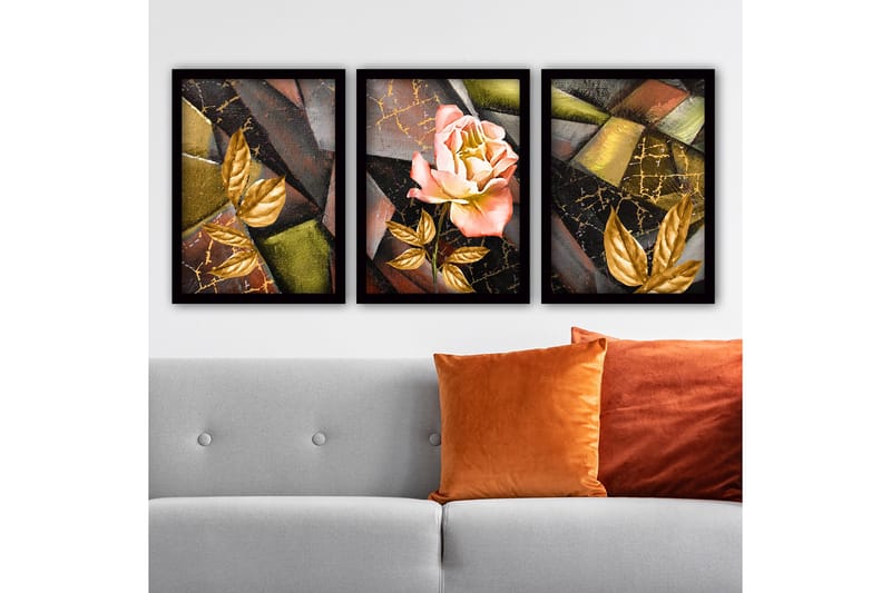 Koristeellinen Kehystetty Maalaus 3-os 35x45 cm, Monivärinen