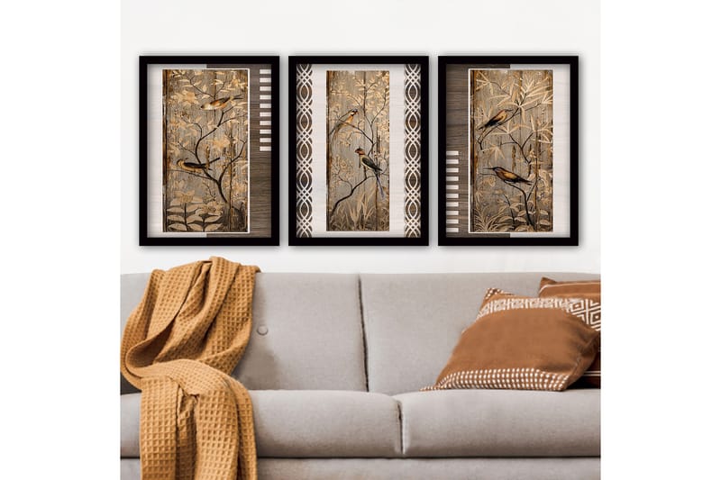 Koristeellinen Kehystetty Maalaus 3-os 35x45 cm, Monivärinen