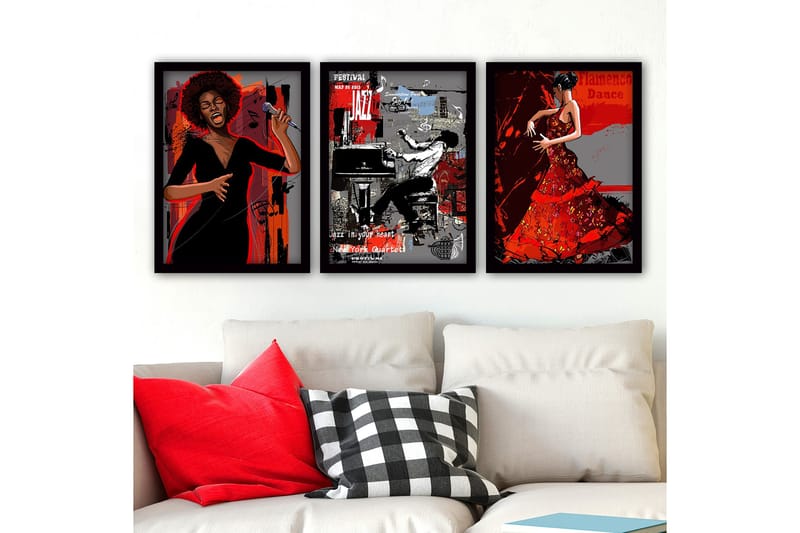 Koristeellinen Kehystetty Maalaus 3-os 35x45 cm, Monivärinen