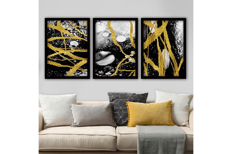 Koristeellinen Kehystetty Maalaus 3-os 35x45 cm, Monivärinen