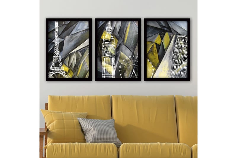 Koristeellinen Kehystetty Maalaus 3-os 35x45 cm, Monivärinen