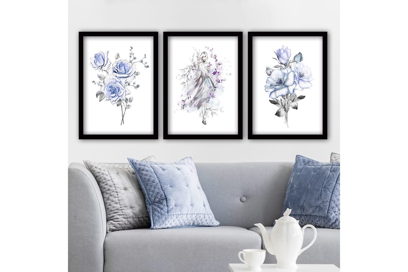 Koristeellinen Kehystetty Maalaus 3-os 35x45 cm, Monivärinen