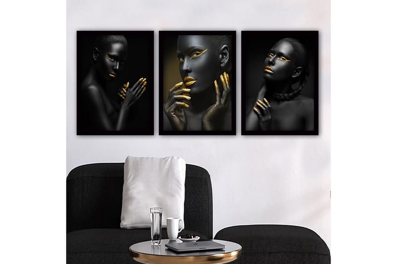 Koristeellinen Kehystetty Maalaus 3-os 35x45 cm, Monivärinen