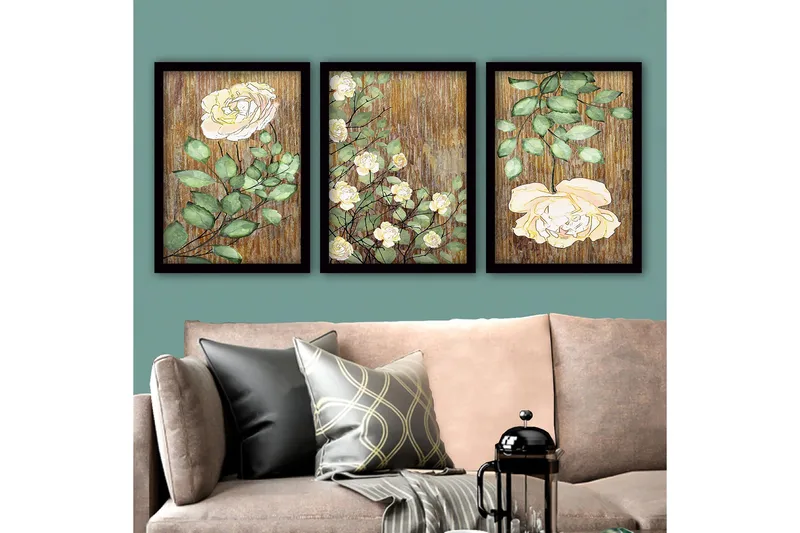 Koristeellinen Kehystetty Maalaus 3-os 35x45 cm, Monivärinen