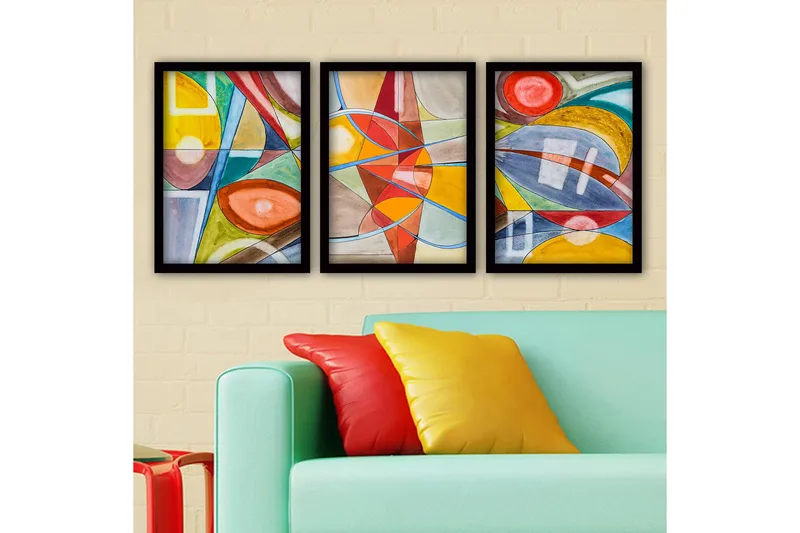 Koristeellinen Kehystetty Maalaus 3-os 35x45 cm, Monivärinen