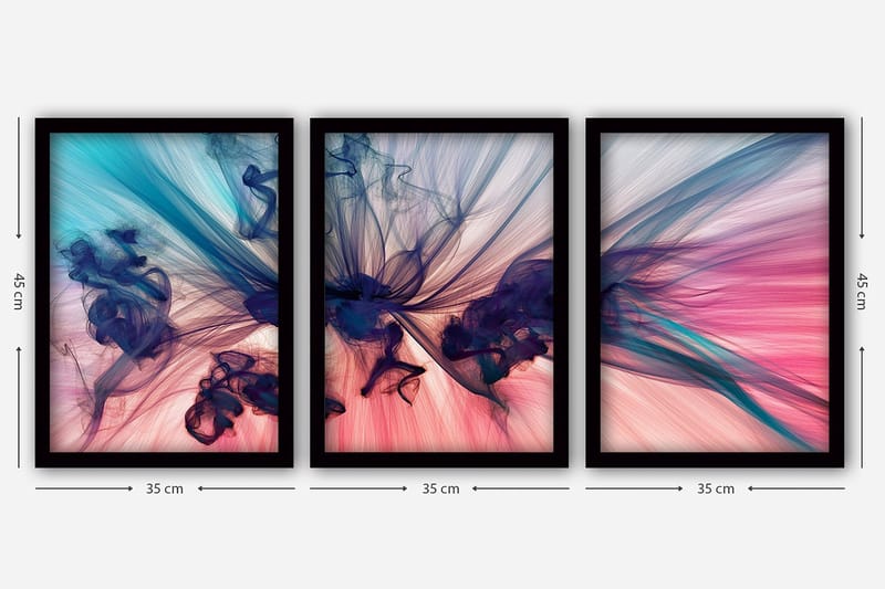 Koristeellinen Kehystetty Maalaus 3-os 35x45 cm - Monivärinen - Sisustustuotteet - Taulu & taide - Canvas-taulu