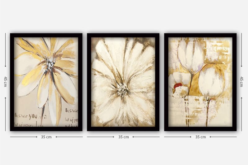 Koristeellinen Kehystetty Maalaus 3-os 35x45 cm - Monivärinen - Sisustustuotteet - Taulu & taide - Canvas-taulu