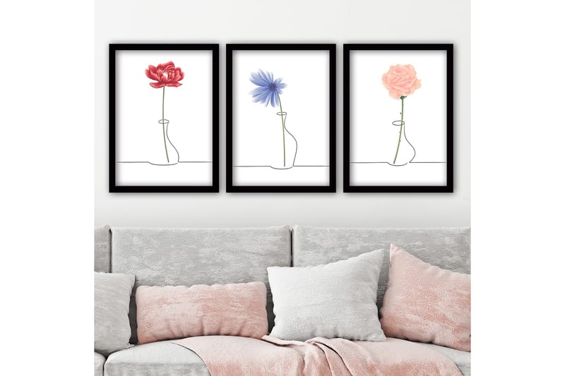 Koristeellinen Kehystetty Maalaus 3-os 35x45 cm, Monivärinen