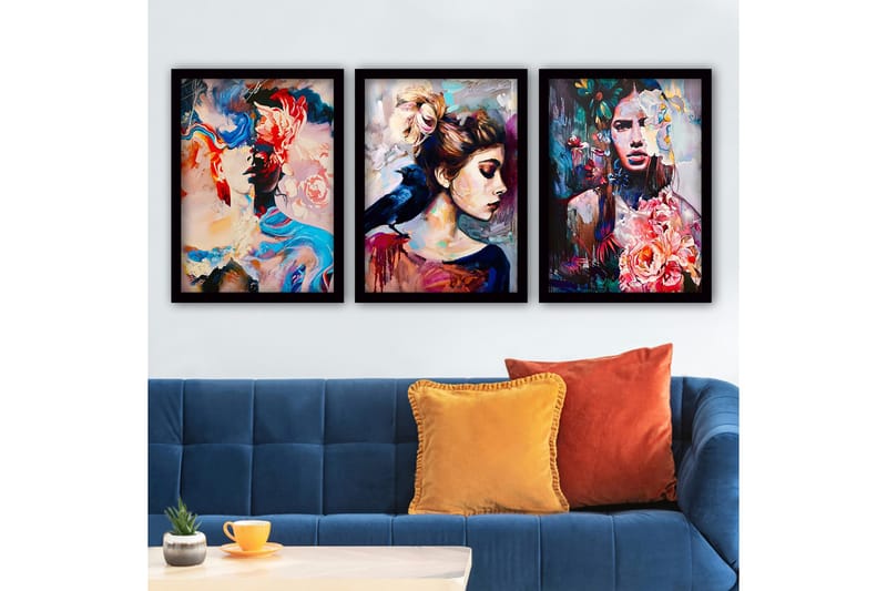 Koristeellinen Kehystetty Maalaus 3-os 35x45 cm, Monivärinen