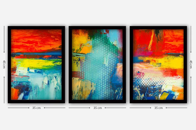 Koristeellinen Kehystetty Maalaus 3-os 35x45 cm - Monivärinen - Sisustustuotteet - Taulu & taide - Canvas-taulu