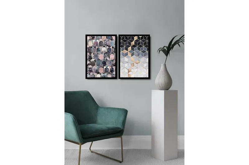 Koristeellinen kehystetty MDF Taulu (2 kpl) - Sisustustuotteet - Taulu & taide - Canvas-taulu