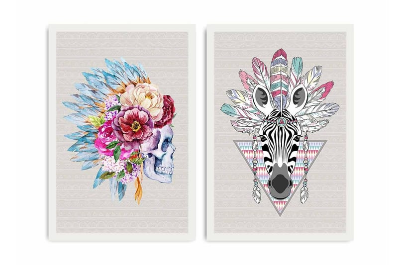 Koristeellinen kehystetty MDF Taulu (2 kpl), undefined