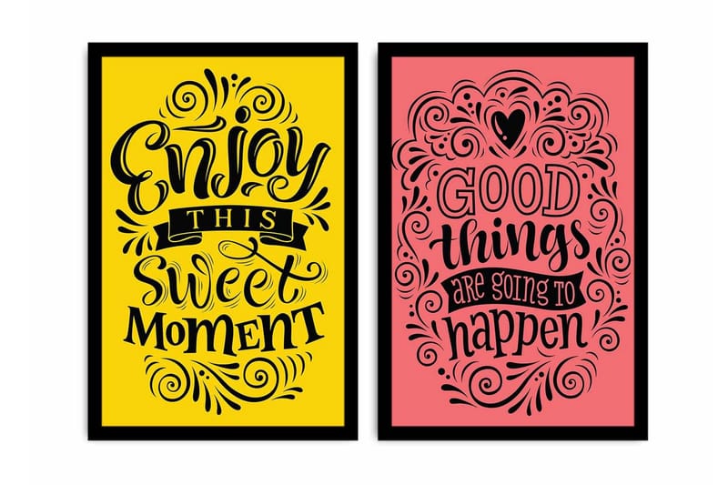 Koristeellinen kehystetty MDF Taulu (2 kpl) - Sisustustuotteet - Taulu & taide - Canvas-taulu