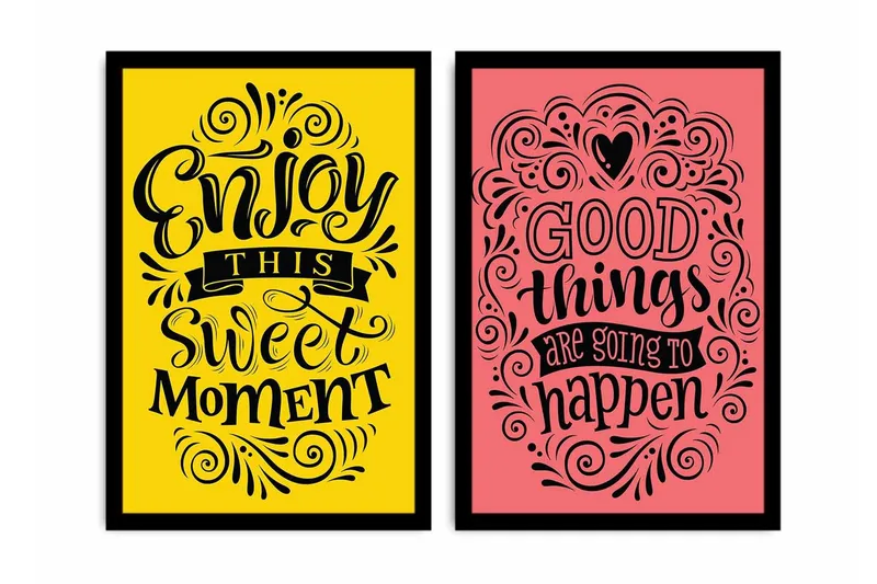 Koristeellinen kehystetty MDF Taulu (2 kpl) - Sisustustuotteet - Taulu & taide - Canvas-taulu