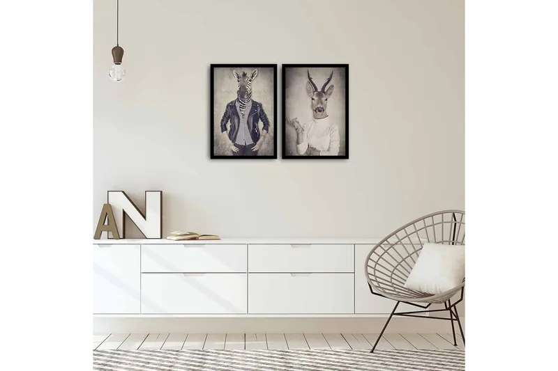 Koristeellinen kehystetty MDF Taulu (2 kpl) - Sisustustuotteet - Taulu & taide - Canvas-taulu