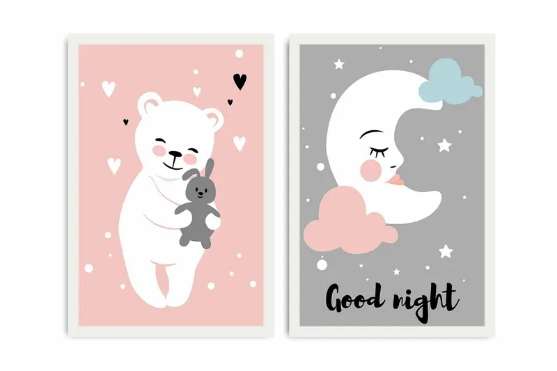 Koristeellinen kehystetty MDF Taulu (2 kpl) - Sisustustuotteet - Taulu & taide - Canvas-taulu