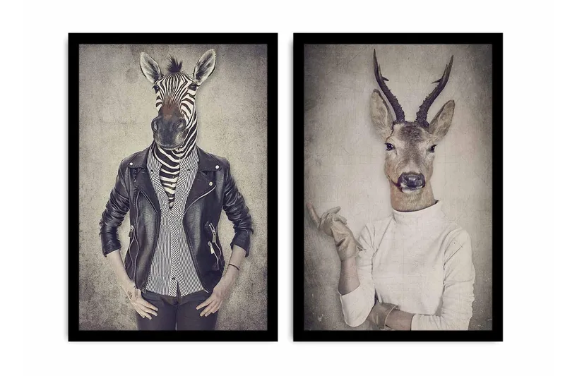 Koristeellinen kehystetty MDF Taulu (2 kpl) - Sisustustuotteet - Taulu & taide - Canvas-taulu