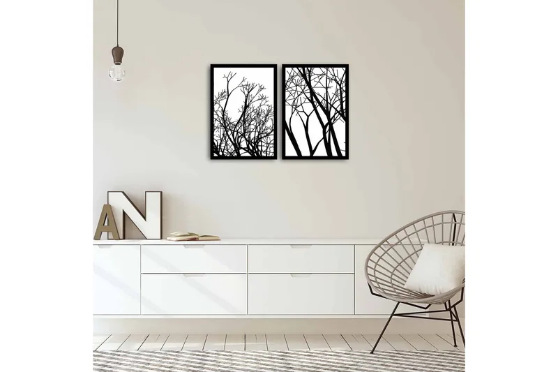 Koristeellinen kehystetty MDF Taulu (2 kpl) - Sisustustuotteet - Taulu & taide - Canvas-taulu