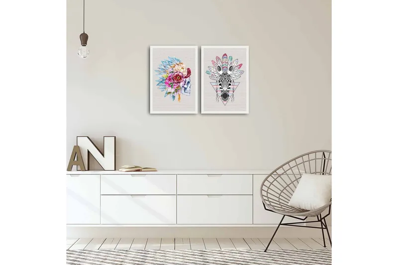 Koristeellinen kehystetty MDF Taulu (2 kpl) - Sisustustuotteet - Taulu & taide - Canvas-taulu