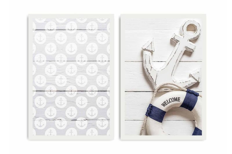 Koristeellinen kehystetty MDF Taulu (2 kpl) - Sisustustuotteet - Taulu & taide - Canvas-taulu