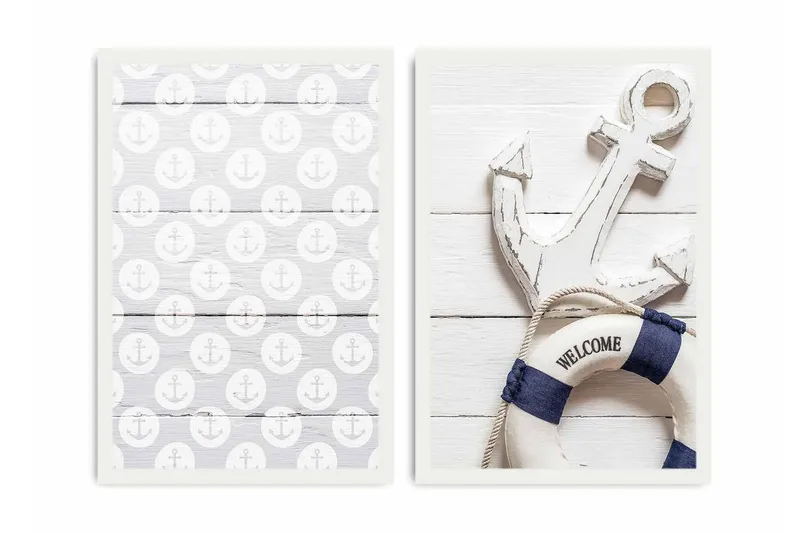 Koristeellinen kehystetty MDF Taulu (2 kpl) - Sisustustuotteet - Taulu & taide - Canvas-taulu