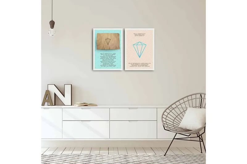 Koristeellinen kehystetty MDF Taulu (2 kpl) - Sisustustuotteet - Taulu & taide - Canvas-taulu