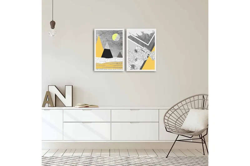 Koristeellinen kehystetty MDF Taulu (2 kpl) - Sisustustuotteet - Taulu & taide - Canvas-taulu