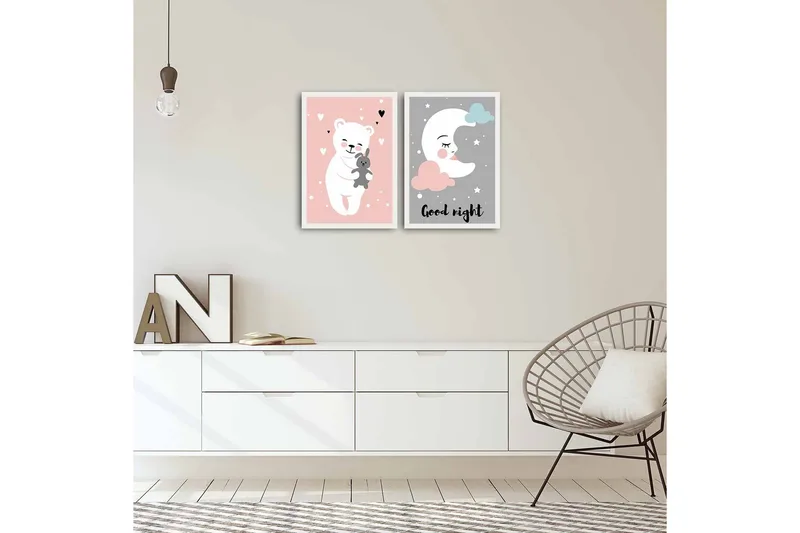 Koristeellinen kehystetty MDF Taulu (2 kpl) - Sisustustuotteet - Taulu & taide - Canvas-taulu