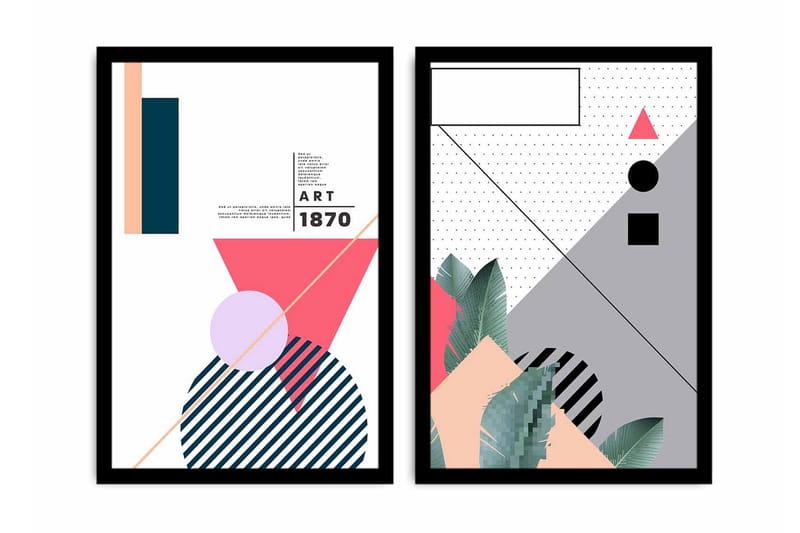 Koristeellinen kehystetty MDF Taulu (2 kpl) - Sisustustuotteet - Taulu & taide - Canvas-taulu