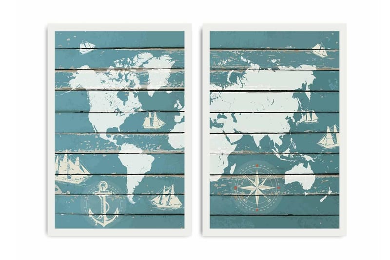 Koristeellinen kehystetty MDF Taulu (2 kpl) - Sisustustuotteet - Taulu & taide - Canvas-taulu