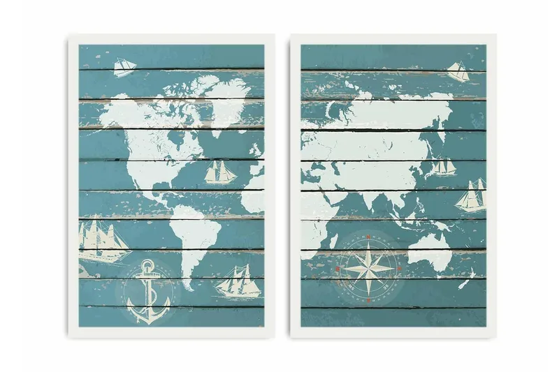 Koristeellinen kehystetty MDF Taulu (2 kpl) - Sisustustuotteet - Taulu & taide - Canvas-taulu